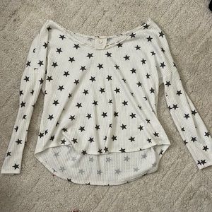 Fantastic Fawn Long Sleeve White Star Shirt Distressed